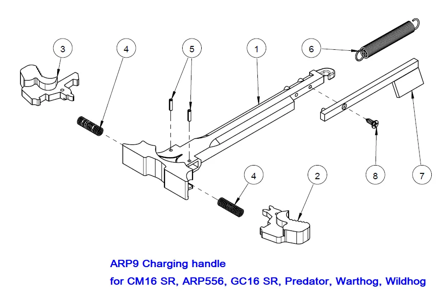 Spare part #5 (ARP9 Charging handle) - Pin for ARP9 Charging handle