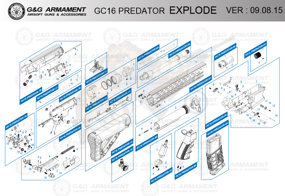 GC16 Predator-16 (GC16 Upper Receiver) für G&G GC16 Serie (Black)