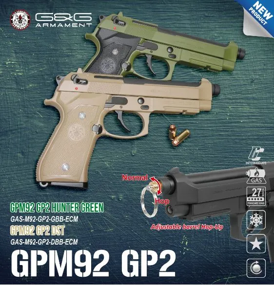 G&G GPM92 GP2 Vollmetall GBB in Desert Tan -F-