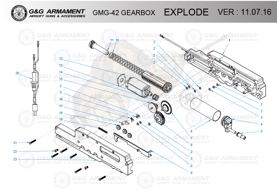 G&G Gearbox Shell für GMG42 (GMG-42 Box #1+23)