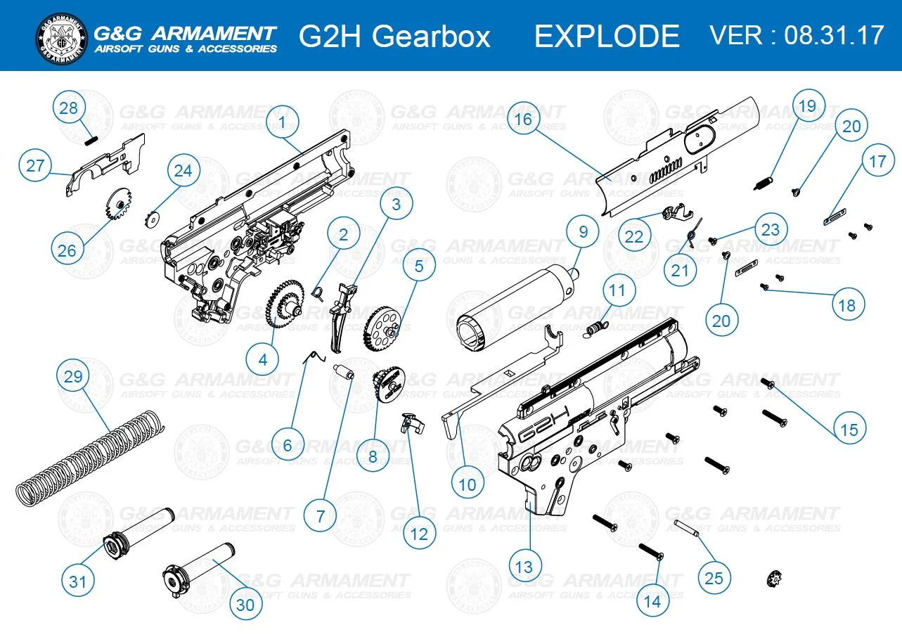 TR16 MBR 308 Blowback Blech für G2H Gearbox - G&G