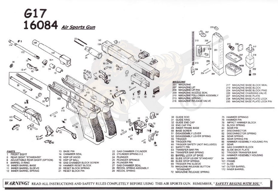 KWA GBB Parts: Hop up hood für G17 (Part. no. 15)