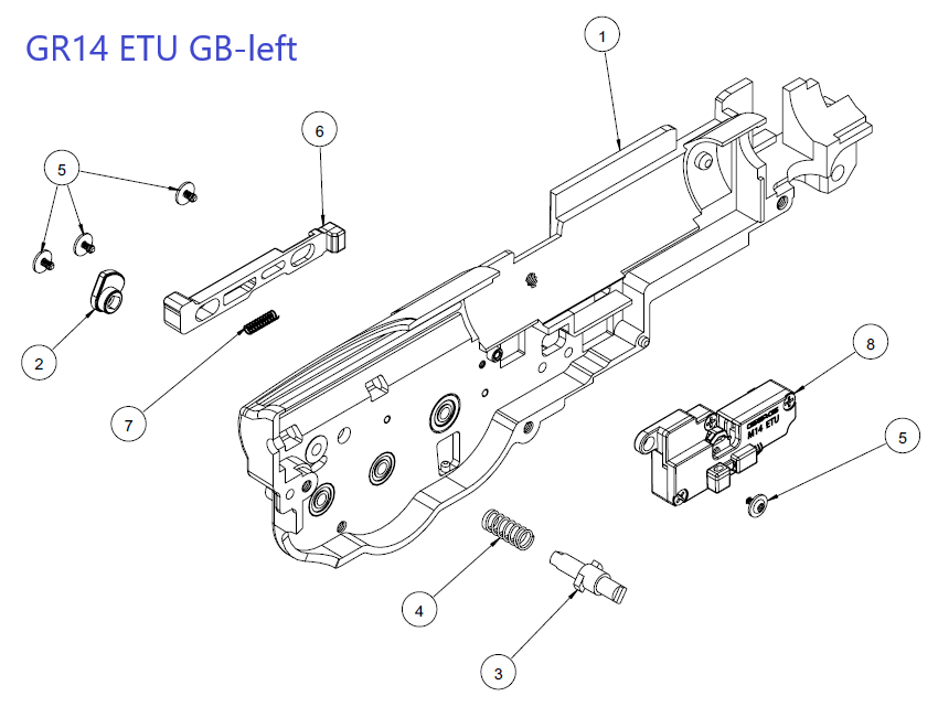 Spare Part #2+6+7 (GR14 ETU GB-Left side) (GR14 selector plate) for GR14 ETU Series from G&G