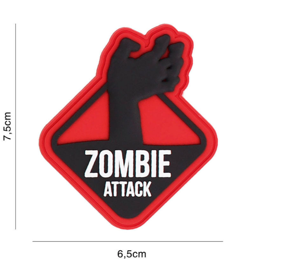 3D Zombie Attack Rubber Patch- RED