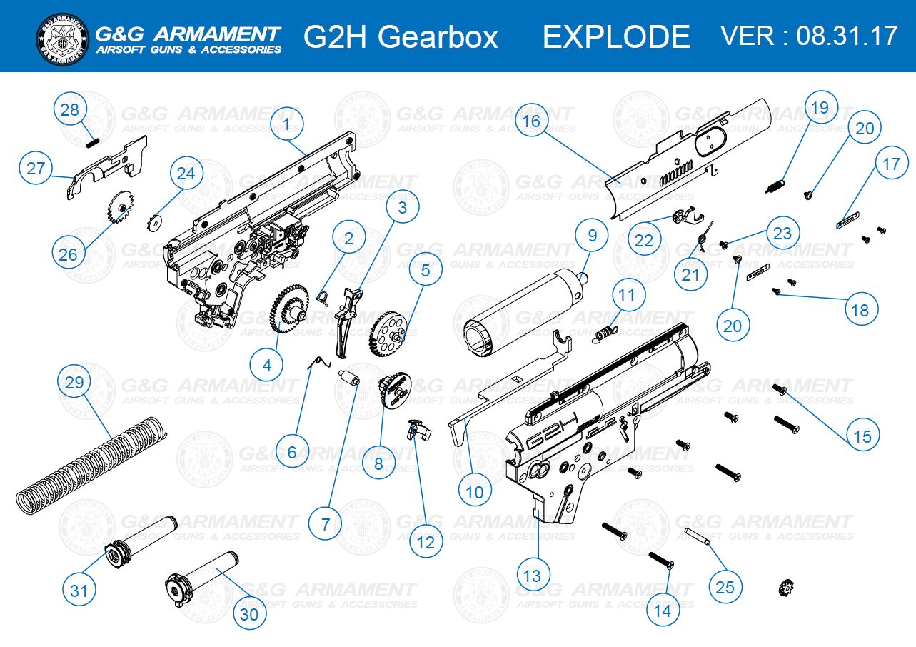 Spare Part #24,25,32 (G2H GB) - internal gear set with pin for G2/G2H Series von G&G